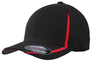Sport-Tek STC16 Flexfit Performance Colorblock Cap Black/True Red