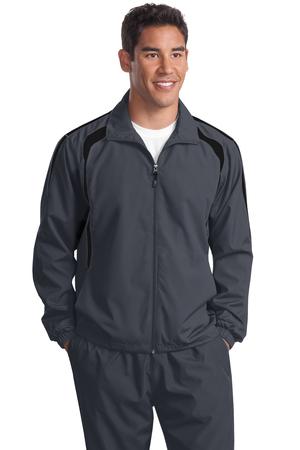 Sport-Tek TJST60 Tall Colorblock Raglan Jacket Graphite Grey/Black