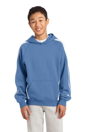 Sport-Tek YST265 Youth Sleeve Stripe Pullover Hooded Sweatshirt Carolina Blue / White