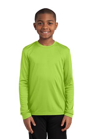 Sport-Tek YST350LS Youth Long Sleeve Competitor Tee Lime Shock