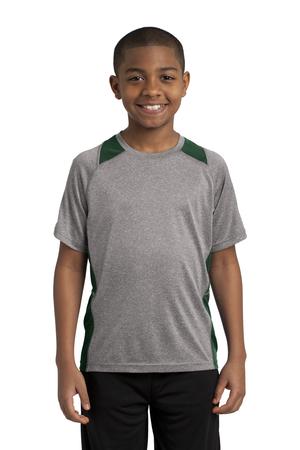 Sport Tek YST361 Youth Colorblock Contender Tee Vintage Heather/Forest Green