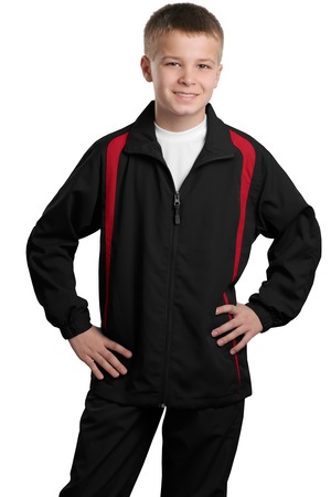 Sport-Tek YST60 Youth Colorblock Raglan Jacket Black/True Red