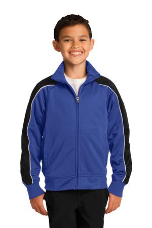 Sport-Tek YST92 Youth Piped Tricot Track Jacket Royal/Black/White
