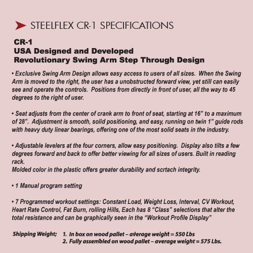 Steelflex CB-1 Upright Exercise Bike Specs