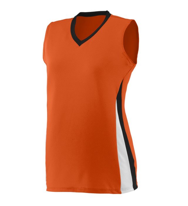 Augusta Sportswear Ultra-Lightweight Pinhole Mesh Ladies Tornado Jersey-Orange-Black-White