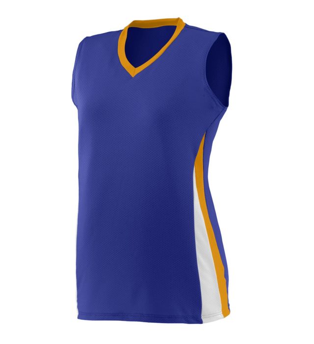 Augusta Sportswear Ultra-Lightweight Pinhole Mesh Ladies Tornado Jersey- Purple-Gold-White