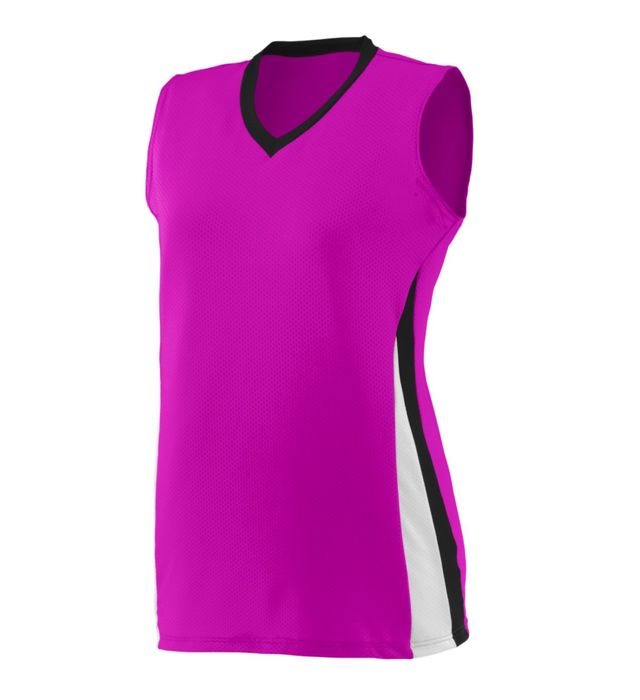 Augusta Sportswear Ultra-Lightweight Pinhole Mesh Ladies Tornado Jersey-power Pink-black-white
